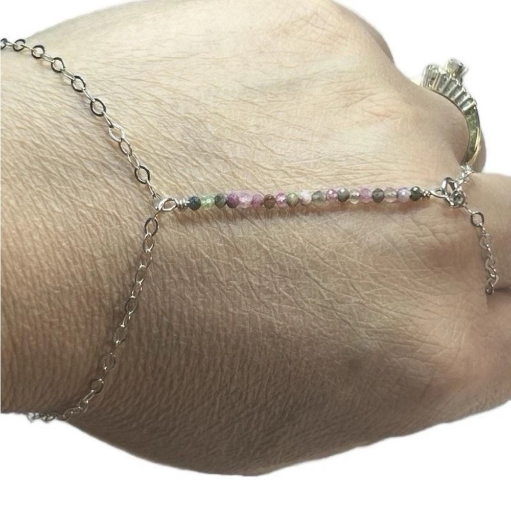 Handmade Sterling Silver & Tourmaline Slave bracelet (NEW)